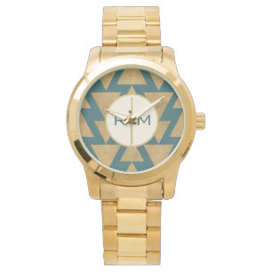 Montre Monogramme   Geo Step extérieur   Pat Turquoise or