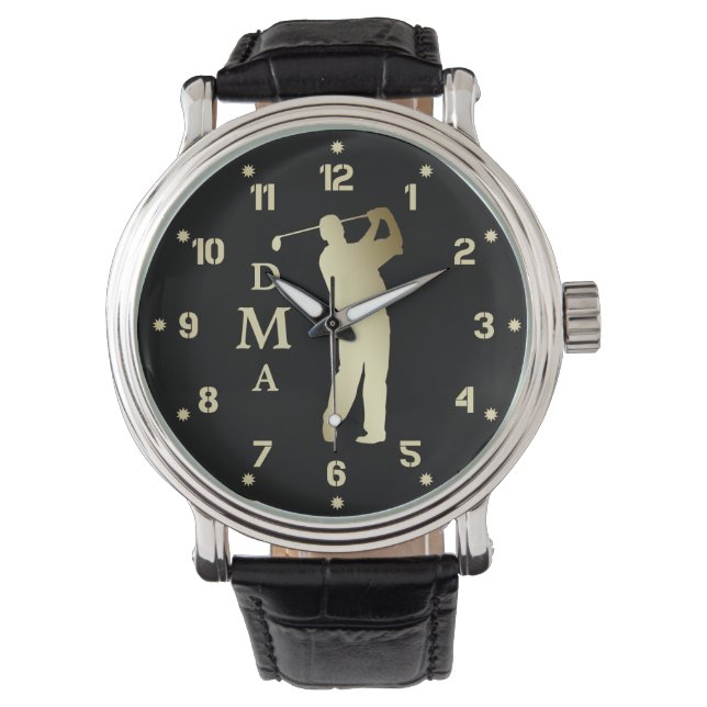 Montre Monogramme Golfeur Silhouette Or (devant)