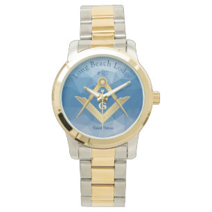 Montre Monogramme maçonnique bleu Abstrait