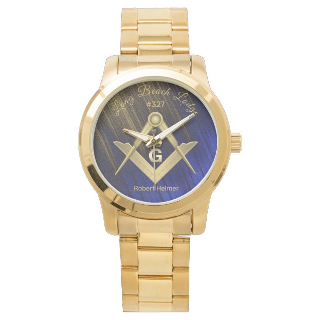 Montre Monogramme maçonnique bleu et or (devant)