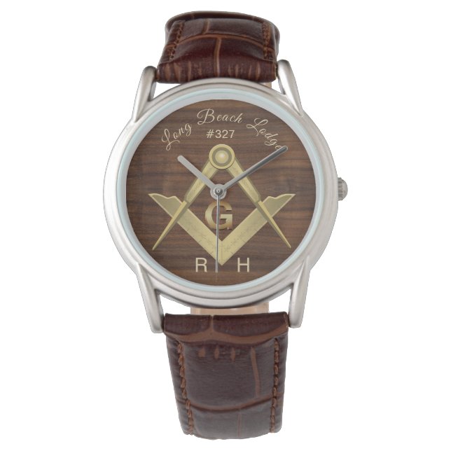 Montre Monogramme maçonnique en bois (devant)