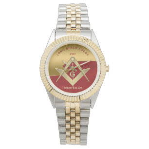Montre Monogramme maçonnique rouge et or