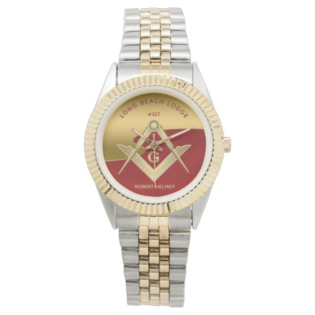 Montre Monogramme maçonnique rouge et or (devant)