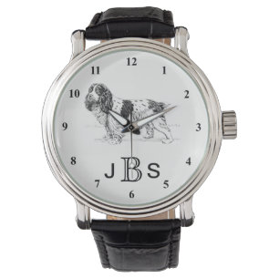 Montre Monogramme masculin de l'épagneul de springer