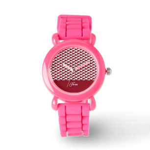 Montre Monogramme motif de base rouge et blanc