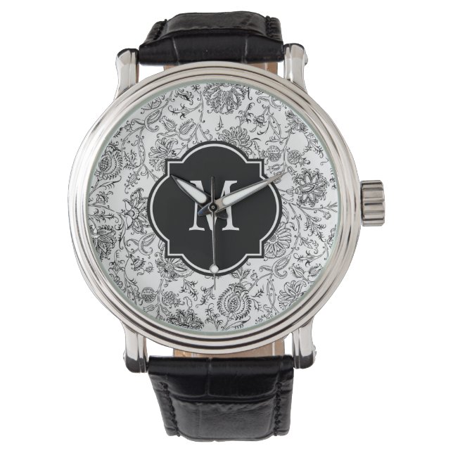 Montre Monogramme Motif noir et blanc (devant)