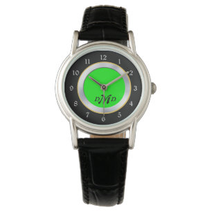 Montre Monogramme noir argenté vert brillant