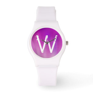 Montre Monogramme Ombre d'aquarelle rose