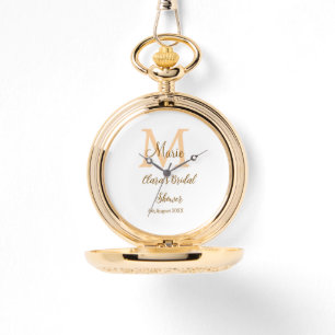 Montre Monogramme orange pour la fête de mariage avec nom