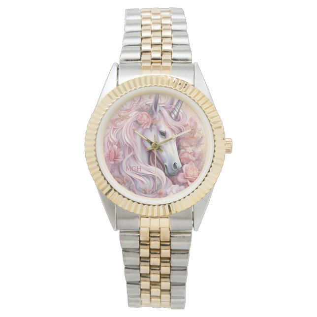 Montre Monogramme personnalisé belle licorne (devant)