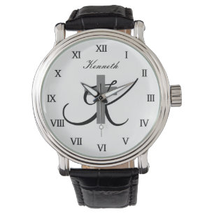 Montre Monogramme personnalisé cadeau de croix religieuse