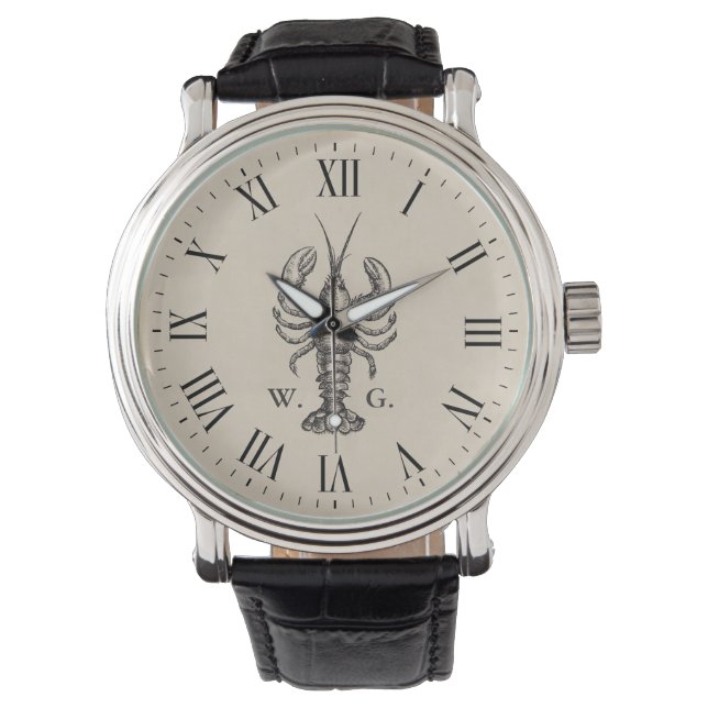 Montre Monogramme personnalisé de homard nautique (devant)