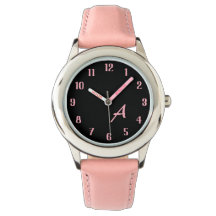 Monogramme Personnalisé Élégant Noir Et Rose Cadra