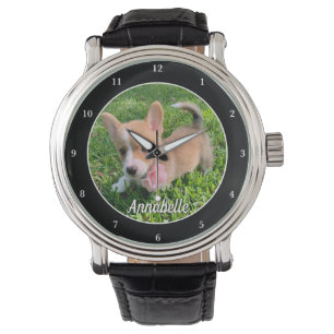 Montre Monogramme photo de chien personnalisé Propriétair