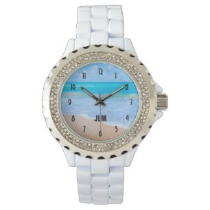 Montre Monogramme photo de la scène tropicale de plage Ex