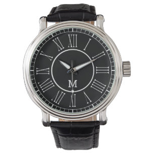 Montre Monogramme romain noir et blanc