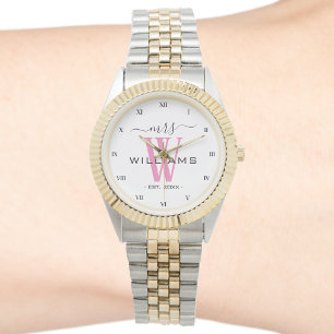Montre Monogramme Rose Femme Épouse Mme Mariage Anniversa
