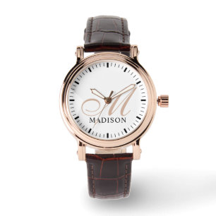 Montre Monogrammé Rose Gold Vintage Watch Brown