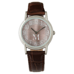 Montre Monogramme Rose or Parties scintillant argent Glam