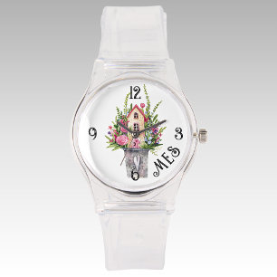 Montre Monogramme, Roses Fairytale Cottage Silicone Trans