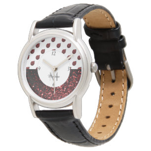 Montre Monogramme rouge foncé coccinelle faux parties sci