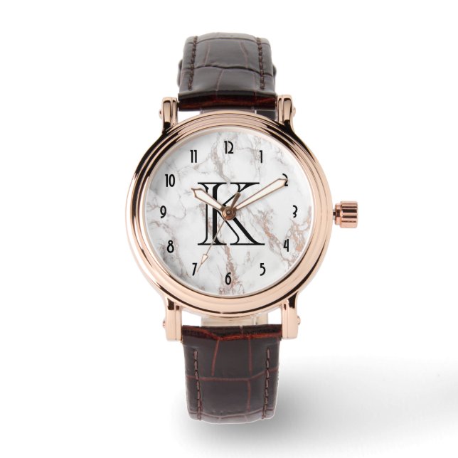Montre Monogramme texture Marbre blanc (Recto)