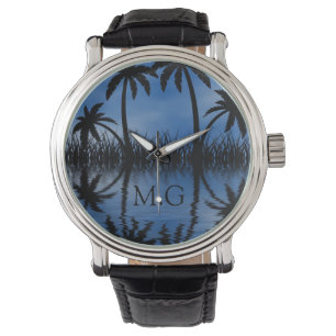 Montre Monogramme tropical de silhouettes crépusculaires