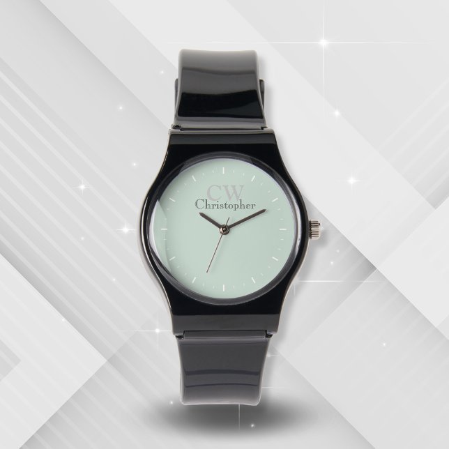 Montre Monogramme vert minimaliste (Créateur téléchargé)