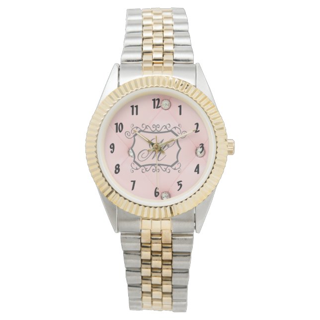 Montre Monographie à poignet carré rose rose (devant)