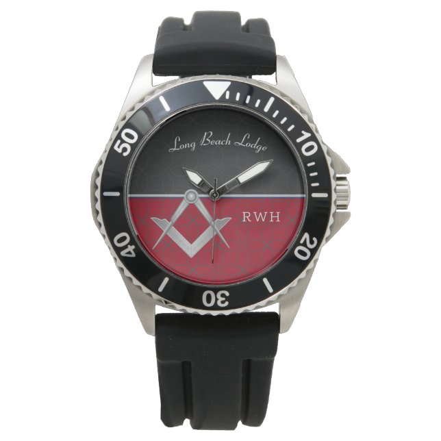 Montre Monographie de sport noir et rouge (devant)