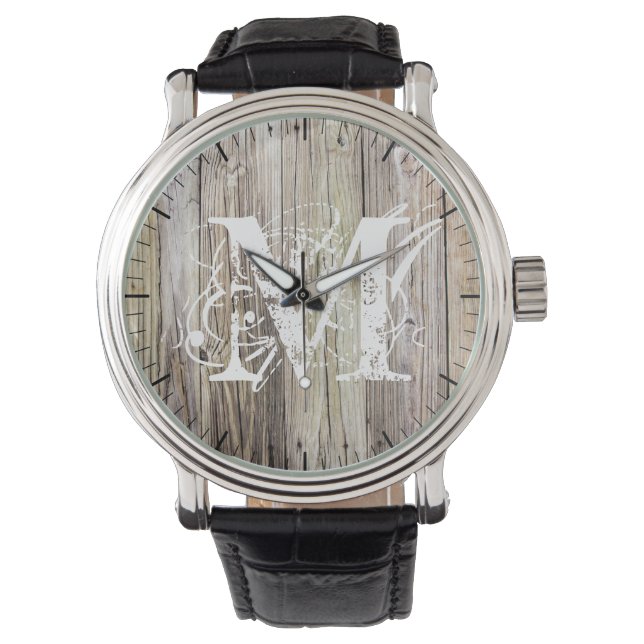 Montre Monographie en bois rustique (devant)