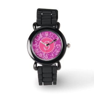 Montre Monographie monographique rose et pourpre damassé 
