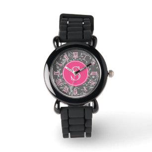 Montre Monographie monographique rose, gris damassé pour 