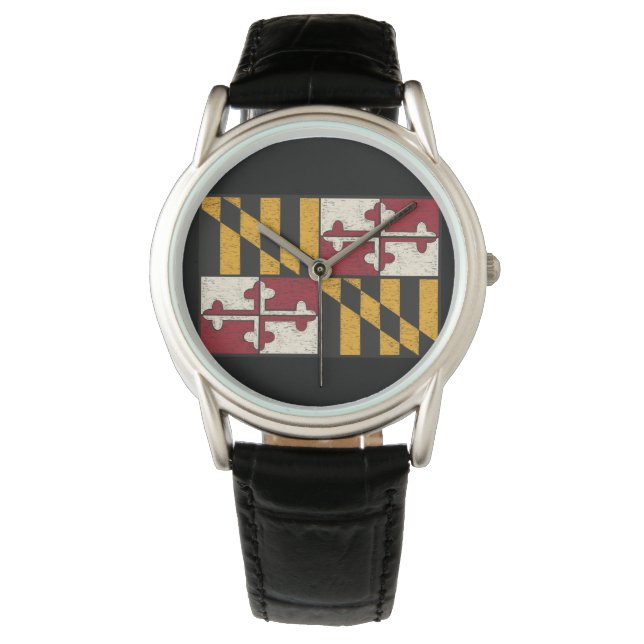 Montre Montre-drapeau du Maryland antique pour hommes/noi (devant)