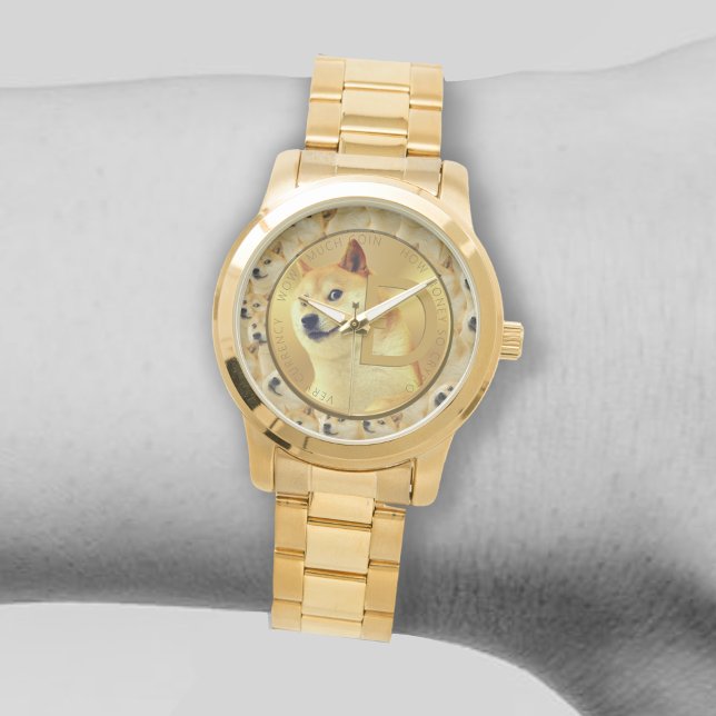 Montre Montre-poignet Motif de la pièce d'or Dogecoin (Créateur téléchargé)