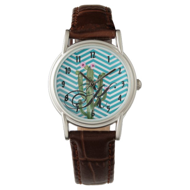 Montre Montre-poignet personnalisée Boho Cactus Succule (devant)
