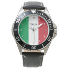 Montre-poignet pour hommes avec drapeau d'Italie