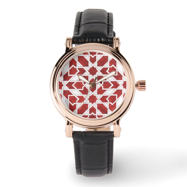 Montre Mosaïque marocaine rouge ZELLIGE (Recto)