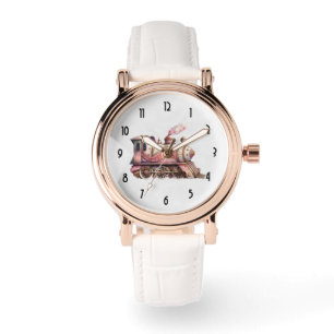 Montre Moteur de train rose Style Steampunk Vintage