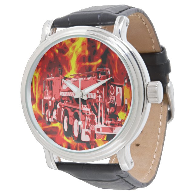 Montre Moteur D'Incendie Dans La Peinture À L'Huile De Te (Incliné)