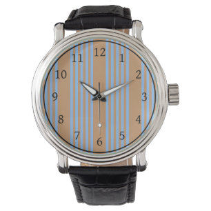 Montre Motif à cinq bandes bleu et brun