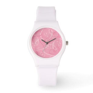 Montre Motif à coeur rose
