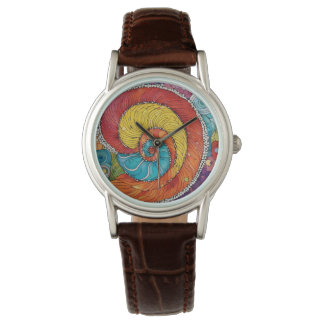 Montre Motif abstrait de escargot, multicolore
