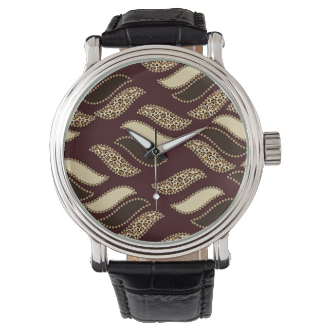 Montre Motif africain de la peau de guépard (devant)