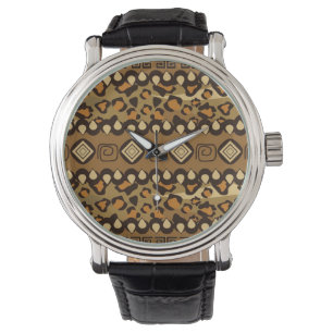 Montre Motif africain de la peau de guépard