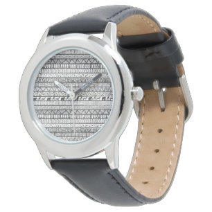 Montre Motif africain tribal noir blanc