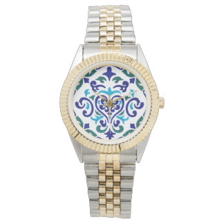 Montre motif bleu marine et blanc
