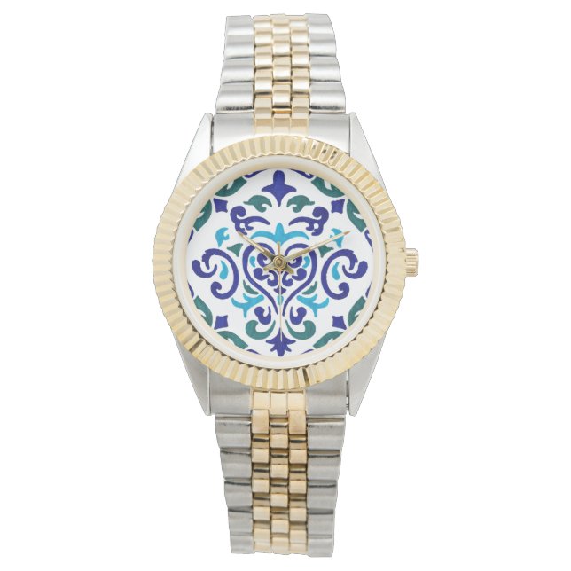 Montre motif bleu marine et blanc (devant)