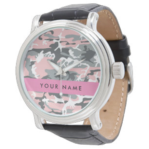 Montre Motif camouflage rose et gris Personnalisez votre