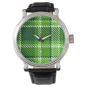 Montre Motif Checkered de couleur verte